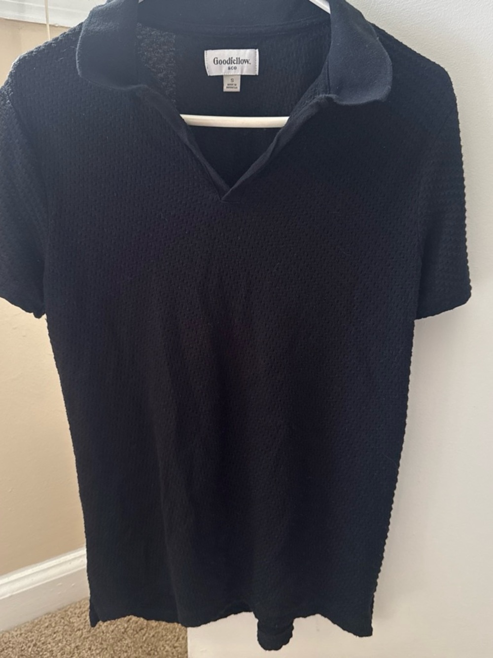 Goodfellow & Co Black Polo Shirt with Subtle Texture